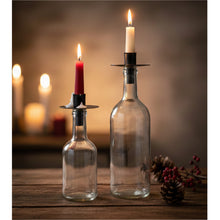 Lade das Bild in den Galerie-Viewer, 2er Set Kerzenhalter Aufsatz für Flaschen Metall Schwarz
