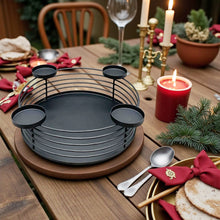 Lade das Bild in den Galerie-Viewer, Adventskranz Metall Schwarz 30 cm Weihnachtsdeko Metallkranz Tischdeko
