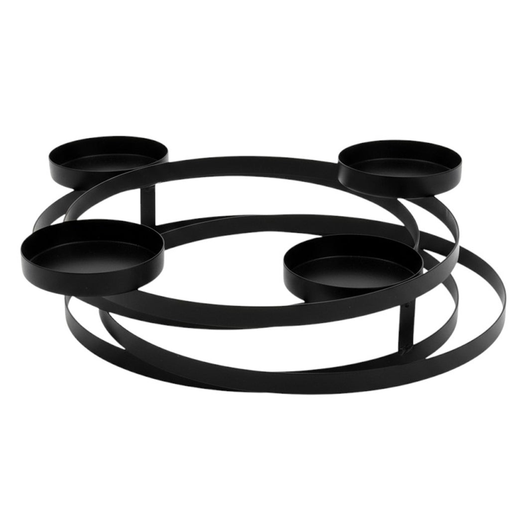 Adventskranz Schwarz Metall 38 x 34 cm modern Tischdeko Weihnachten Weihnachtsdeko