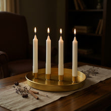 Lade das Bild in den Galerie-Viewer, Kerzenteller Metall Schwarz Weiß od. Gold modern Adventskranz rund Weihnachtsdekoration
