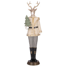 Lade das Bild in den Galerie-Viewer, Dekofigur Hirsch Tanne od. Geschenk Weihnachtsdeko Figur Weihnachten Dekohirsch modern Polyresin 39 cm
