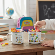 Lade das Bild in den Galerie-Viewer, 2er Set Kinderbecher Schulanfang Geschenkidee Trinkbecher Becher Set bunter Motivdruck Tassen Set
