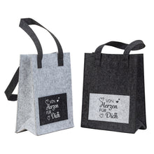 Lade das Bild in den Galerie-Viewer, 2er Set Geschenktasche von Herzen Filz Grau modern 26 cm Geschenktüte Geschenkverpackung
