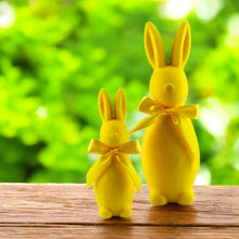 Lade das Bild in den Galerie-Viewer, 2er Set Dekohasen mit Schleife Gelb Polyfoam Hasenfigur Osterdekoration Deko Ostern modern
