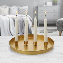 Lade das Bild in den Galerie-Viewer, Kerzenteller Metall Schwarz Weiß od. Gold modern Adventskranz rund Weihnachtsdekoration
