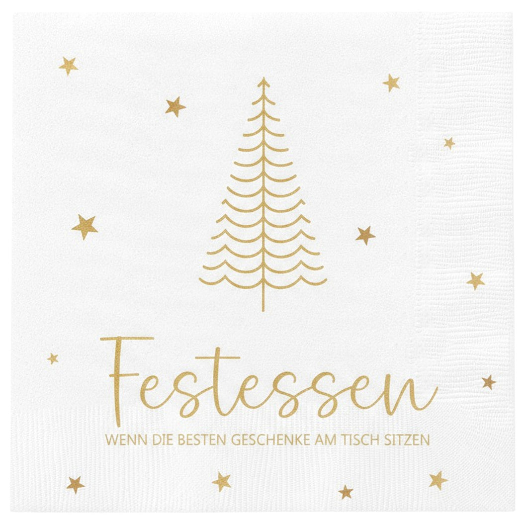 20 Stk. Servietten Weihnachten Weiß Gold 33 cm Papier Dekoservietten Weihnachten Papierservietten