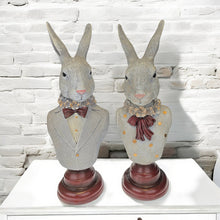 Lade das Bild in den Galerie-Viewer, Hasenbüste Polyresin Herr od. Dame 39 cm modern Osterhase Osterdekoration Deko Ostern Büste Hasenfigur Hase Dekohase
