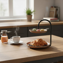Lade das Bild in den Galerie-Viewer, Etagere Mangoholz Metall Braun 25 cm Dekoetagere Holz
