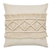 Lade das Bild in den Galerie-Viewer, Dekokissen 45 x 45 cm mit Inlet Makramee Beige Baumwolle Sofakissen Zierkissen

