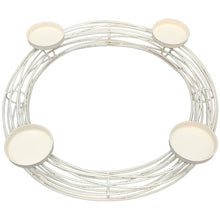 Lade das Bild in den Galerie-Viewer, Adventskranz Metall Creme Weiß 47 cm Weihnachtsdeko Metallkranz Tischdeko
