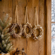 Lade das Bild in den Galerie-Viewer, 3er Set Filzkränze Beige Braun Kleine Dekokränze Ø 10 cm Aufhängeschlaufen – Blatt-, Zweig- und Blütenmotive für Wand, Tür und Geschenke
