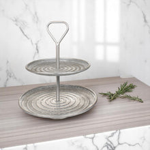 Lade das Bild in den Galerie-Viewer, Etagere Metall Silber 38 x 42 cm Dekoetagere Metalletagere

