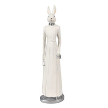 Lade das Bild in den Galerie-Viewer, Dekofigur Osterhase männlich od. weiblich Osterdekoration Weiß Polyresin Hasenfigur Hase
