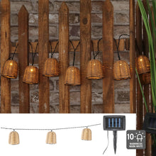 Lade das Bild in den Galerie-Viewer, LED Solar Lichterkette Boho 360 cm 10 Leds IP44 Outdoor Beleuchtung Beige Schwarz
