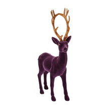 Lade das Bild in den Galerie-Viewer, Deko Hirsch Lila 31 cm Kunststoff beflockt Dekofigur Weihnachten Winter Dekohirsch
