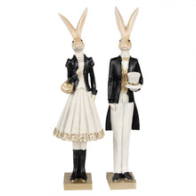 Lade das Bild in den Galerie-Viewer, Dekohase Schwarz Weiß Polyresin Dame od. Herr Osterhase Osterdeko Hase Deko Ostern
