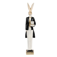 Lade das Bild in den Galerie-Viewer, Dekohase Schwarz Weiß Polyresin Dame od. Herr Osterhase Osterdeko Hase Deko Ostern

