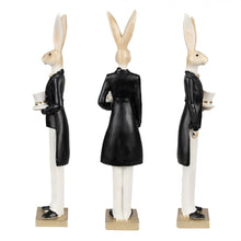 Lade das Bild in den Galerie-Viewer, Dekohase Schwarz Weiß Polyresin Dame od. Herr Osterhase Osterdeko Hase Deko Ostern
