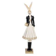Lade das Bild in den Galerie-Viewer, Dekohase Schwarz Weiß Polyresin Dame od. Herr Osterhase Osterdeko Hase Deko Ostern
