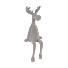 Lade das Bild in den Galerie-Viewer, Kantenhocker Rentier Braun Taupe od. Grün Kunststoff beflockt 3er Set modern Weihnachten
