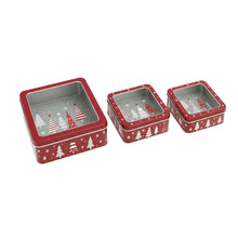 Lade das Bild in den Galerie-Viewer, 2er Set Gebäckdose Metall Weihnachten Blau oder Weiß Plätzchendose Keksdose
