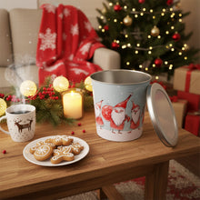 Lade das Bild in den Galerie-Viewer, XL Gebäckdose Rot Weiß oder Wichtel 23 cm Metall Weihnachtsdose Keksdose Plätzchenaufbewahrung
