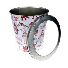 Lade das Bild in den Galerie-Viewer, XL Gebäckdose Rot Weiß oder Wichtel 23 cm Metall Weihnachtsdose Keksdose Plätzchenaufbewahrung
