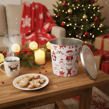 Lade das Bild in den Galerie-Viewer, XL Gebäckdose Rot Weiß oder Wichtel 23 cm Metall Weihnachtsdose Keksdose Plätzchenaufbewahrung
