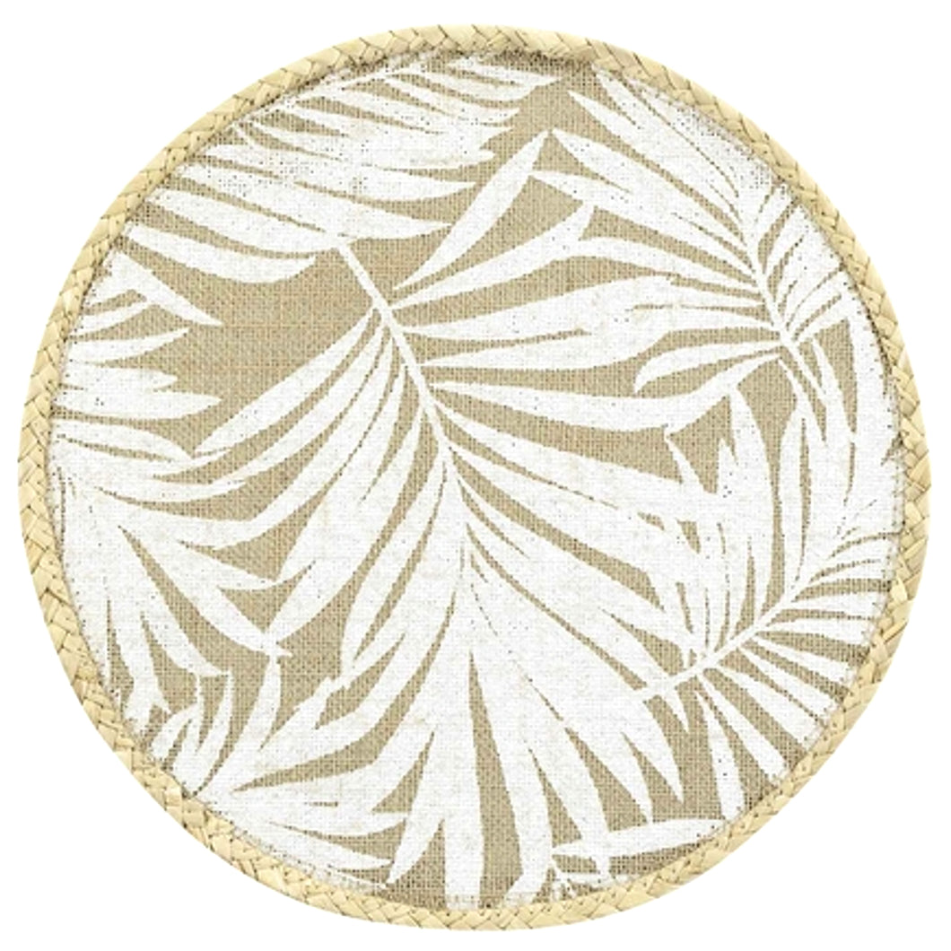 4er Set Platzset Dschungel Beige Weiß 38 cm