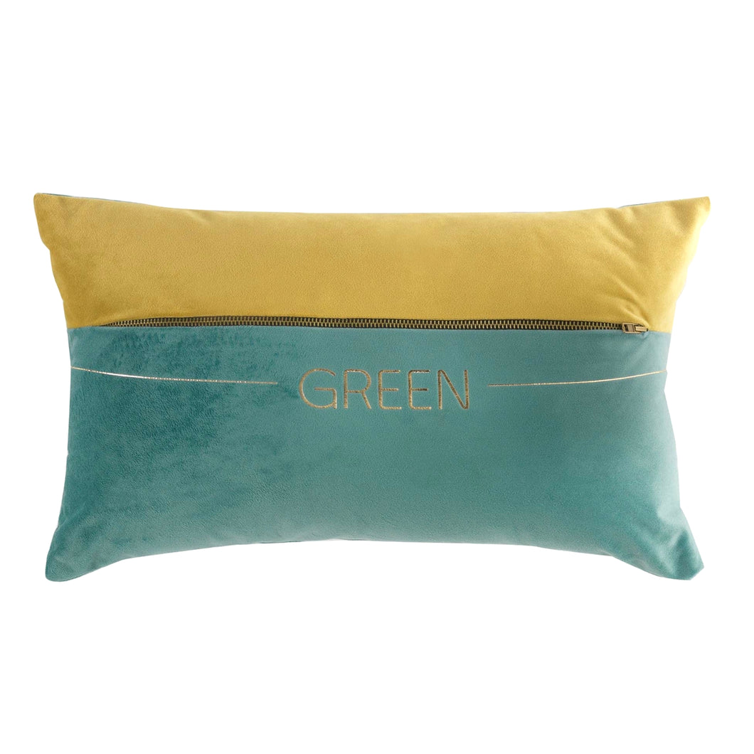 Kissen 30x50 cm türkis und senf mit Inlett – Macosa Home