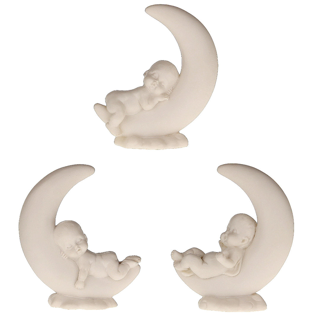 3er Set Baby-Figur auf Mond Weiß