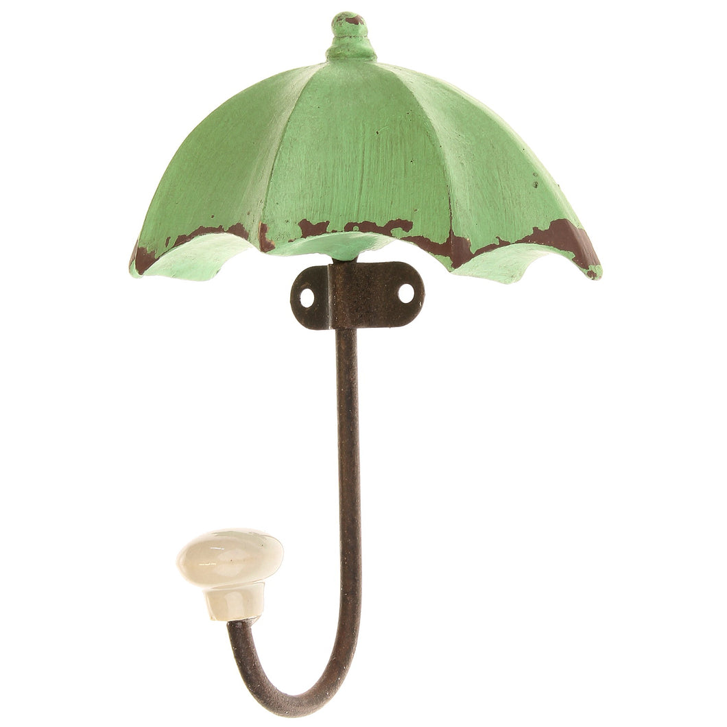 Wandhaken Schirm grün braun Kleiderhaken Garderobenhaken