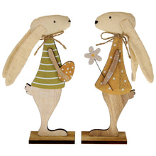 Lade das Bild in den Galerie-Viewer, 2er Set Hase aus Holz mit Hängeohren
