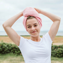 Lade das Bild in den Galerie-Viewer, 2er Set Turban Handtuch Mikrofaser rosa / anthrazit
