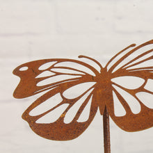 Lade das Bild in den Galerie-Viewer, 2er Set Gartenstecker Schmetterling Rost Metall
