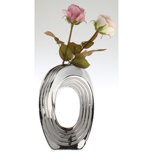 Lade das Bild in den Galerie-Viewer, Vase Weiß Silber oval
