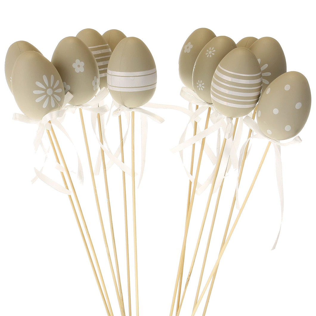12er Set Dekoeier auf Stab VARIANTE